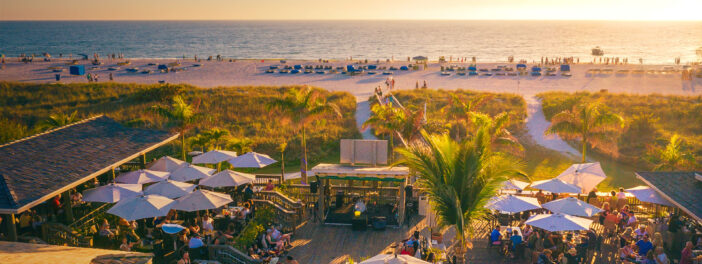 beach resort at sunset
