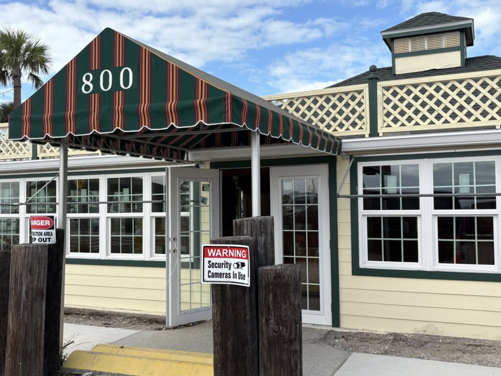 front of building with awning over doorway