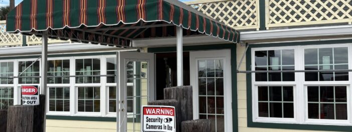 front of building with awning over doorway